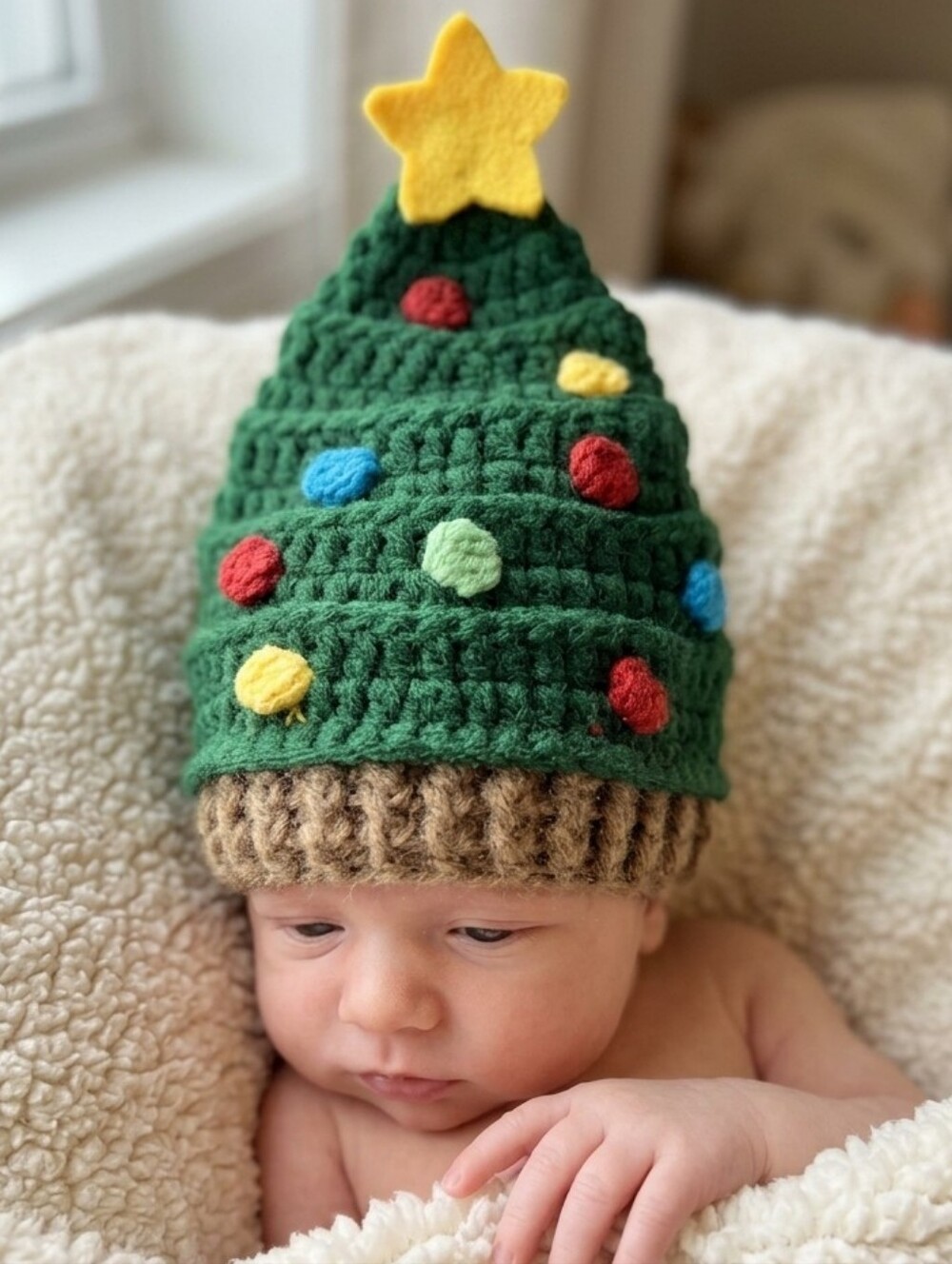 Baby Hat Crocheted Christmas Tree Acrylic Hat 0-6 Months So❤️Dorable